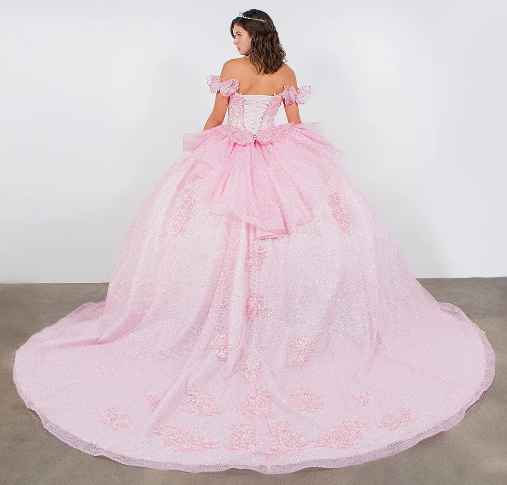 3D Butterfly Off Shoulder Ball Gown by Cinderella Couture 8120J