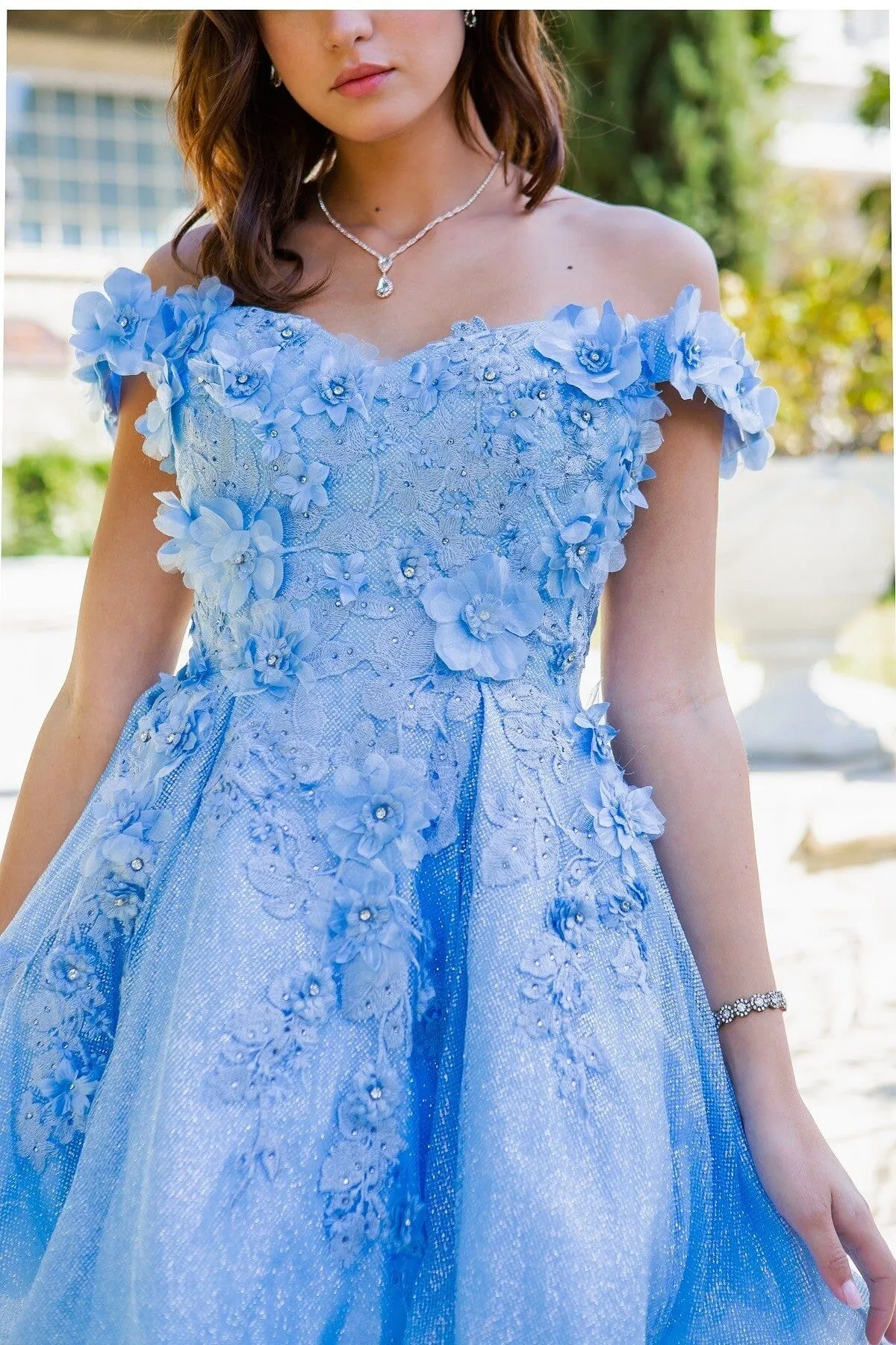 3D Floral Short Off Shoulder Dress by Cinderella Couture 5120J