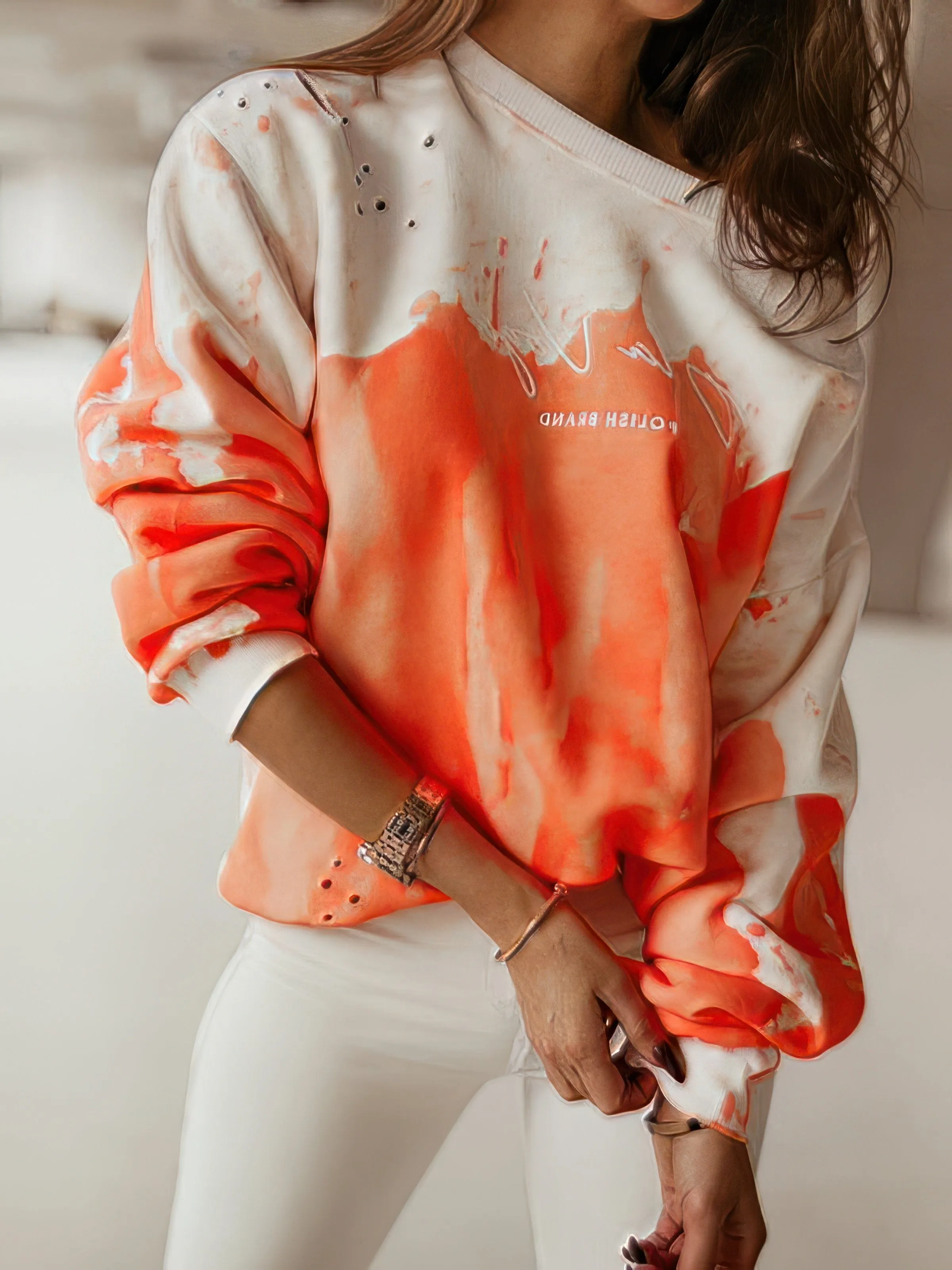 Abstract Print Long Sleeve Top
