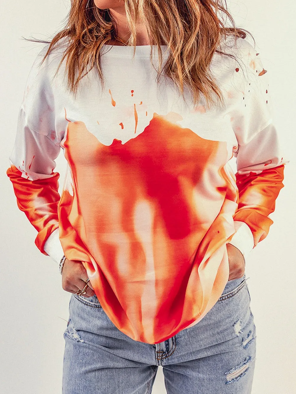 Abstract Print Long Sleeve Top