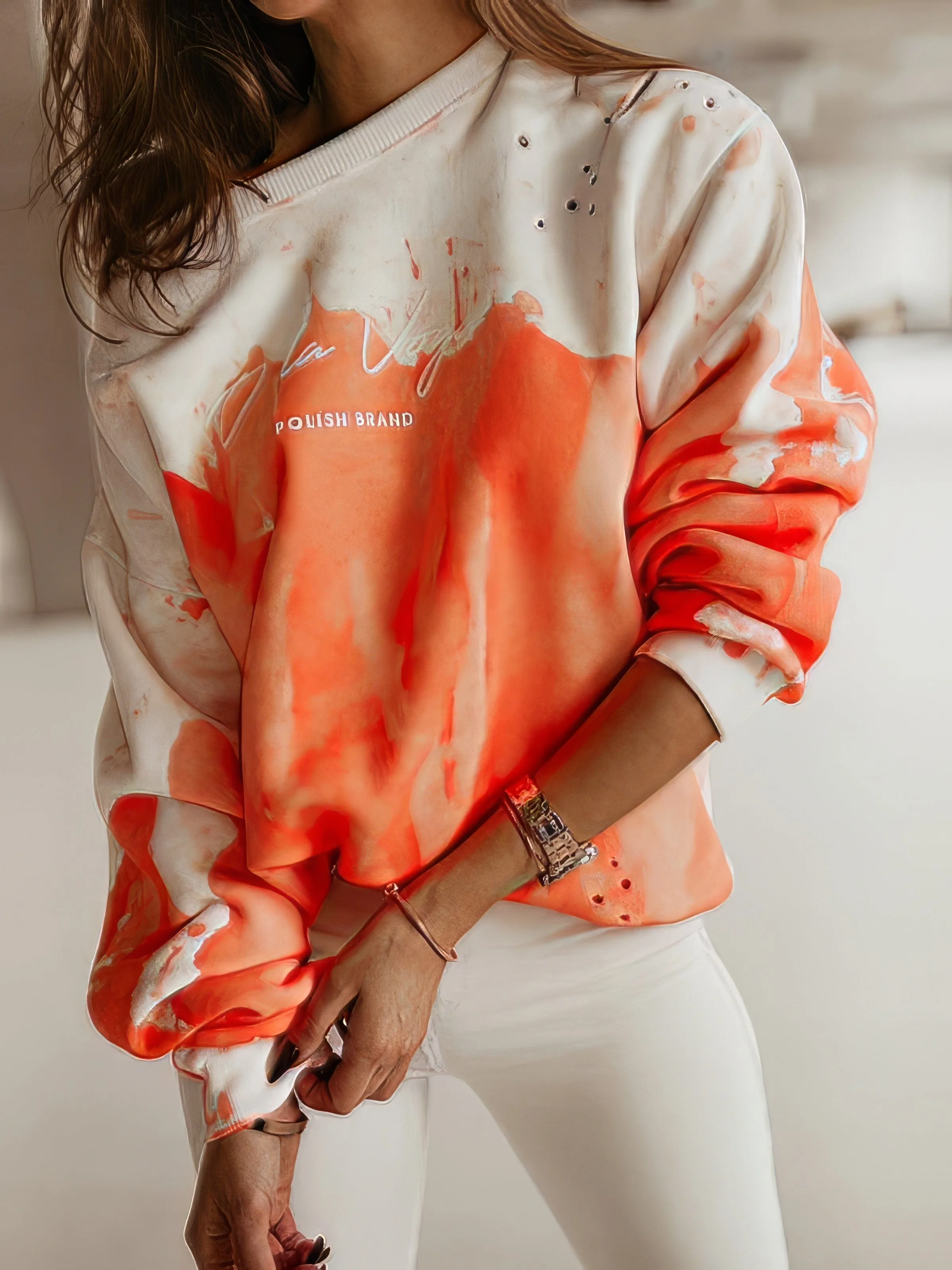 Abstract Print Long Sleeve Top