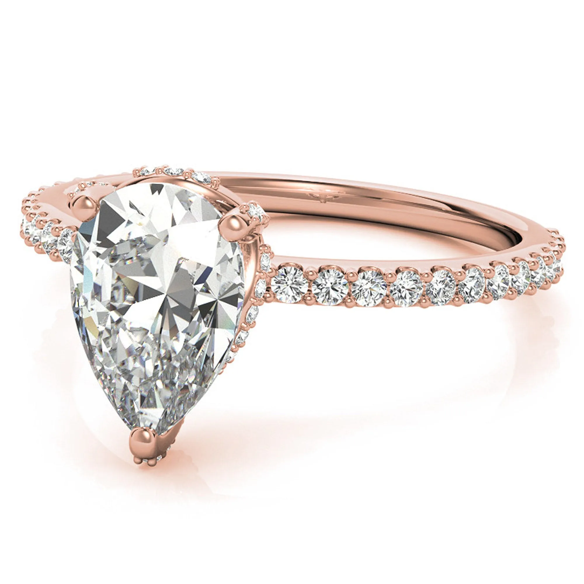 Adjustable Engagement Sterling Silver Rose Gold  Pear Shape Ring For Women