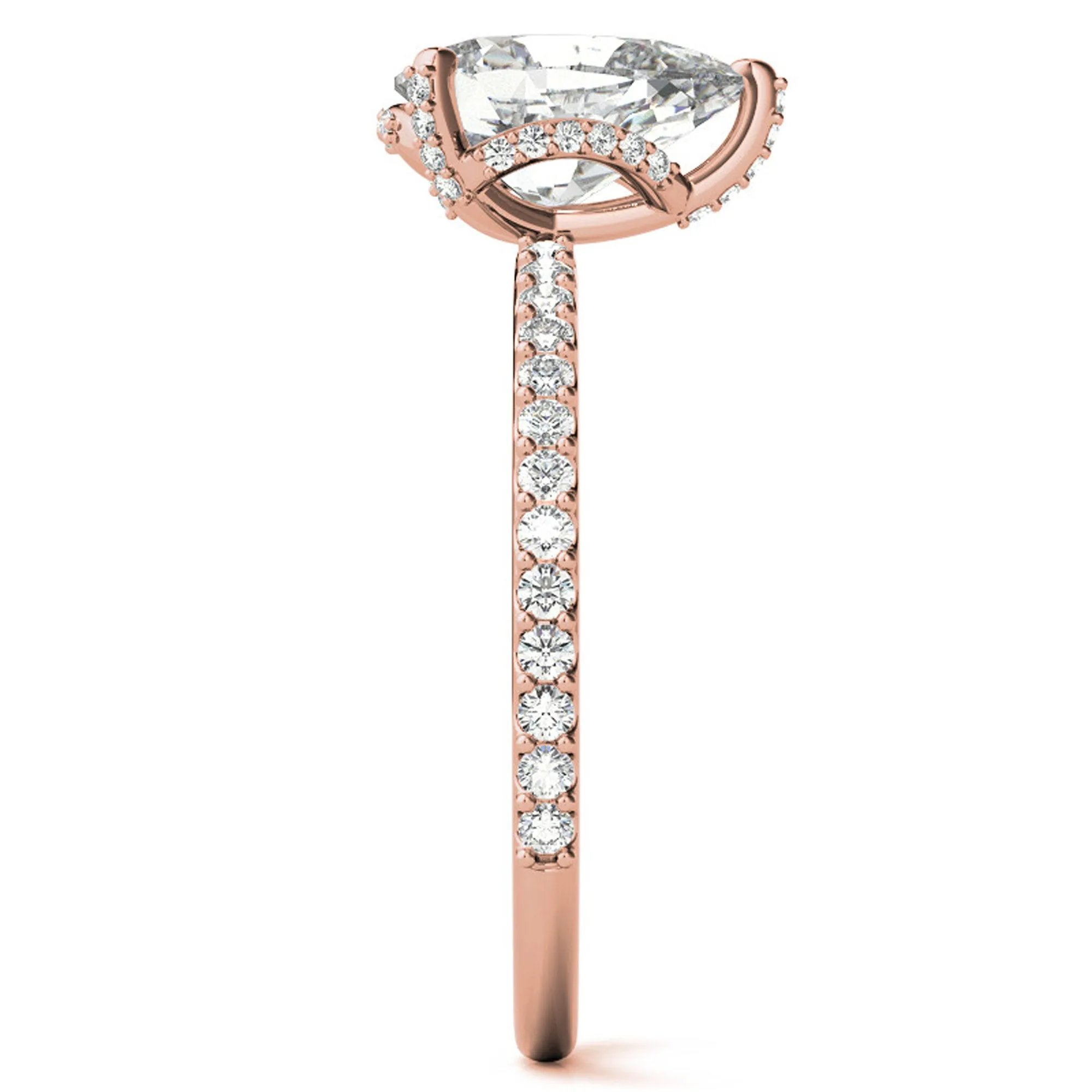 Adjustable Engagement Sterling Silver Rose Gold  Pear Shape Ring For Women