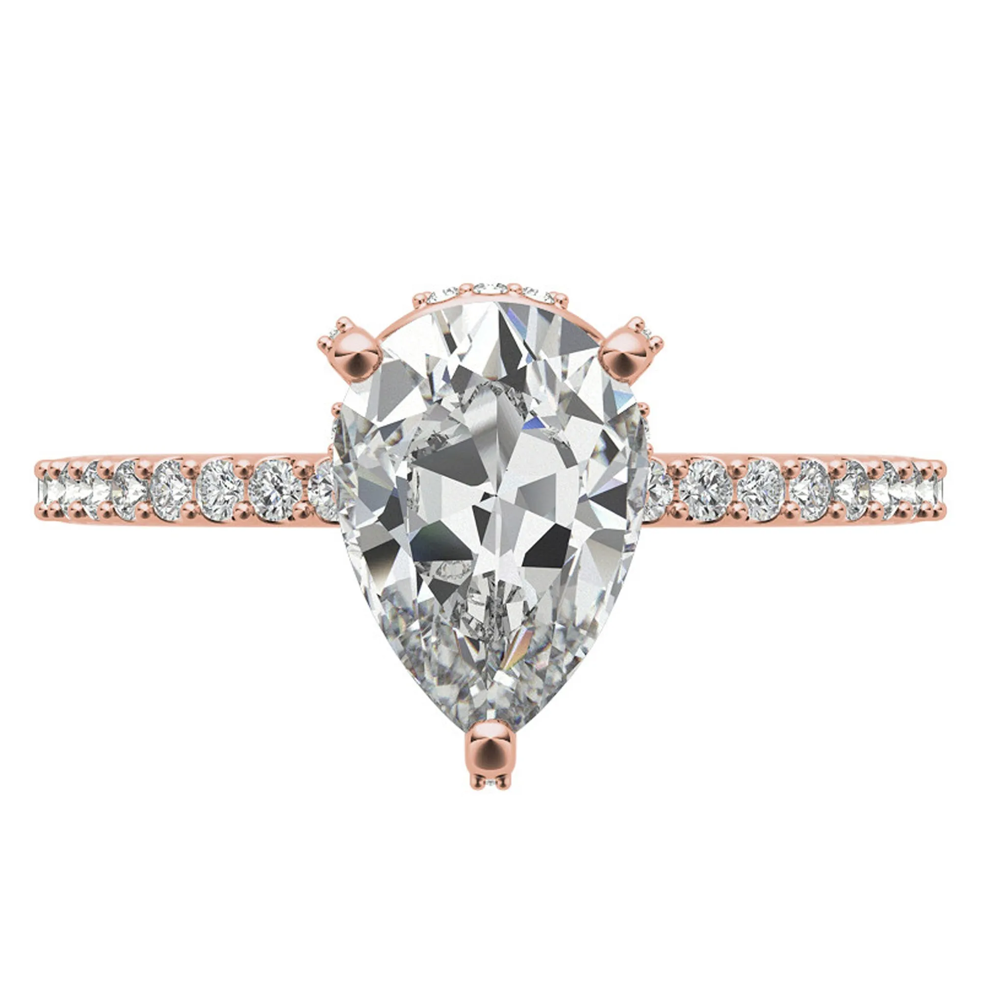 Adjustable Engagement Sterling Silver Rose Gold  Pear Shape Ring For Women