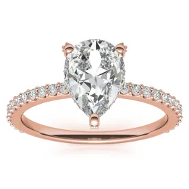 Adjustable Engagement Sterling Silver Rose Gold  Pear Shape Ring For Women