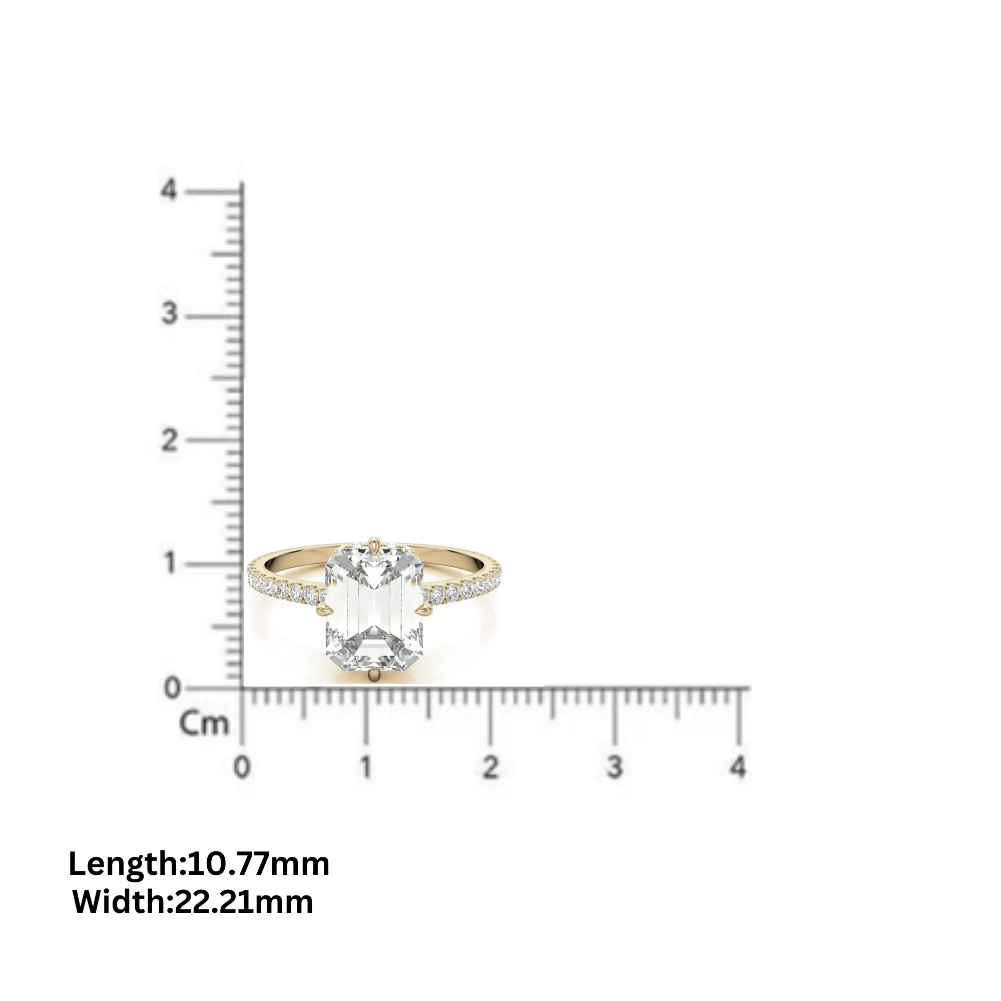 Adjustable Engagement Sterling Silver White Gold Emerald Cut Ring For Woman