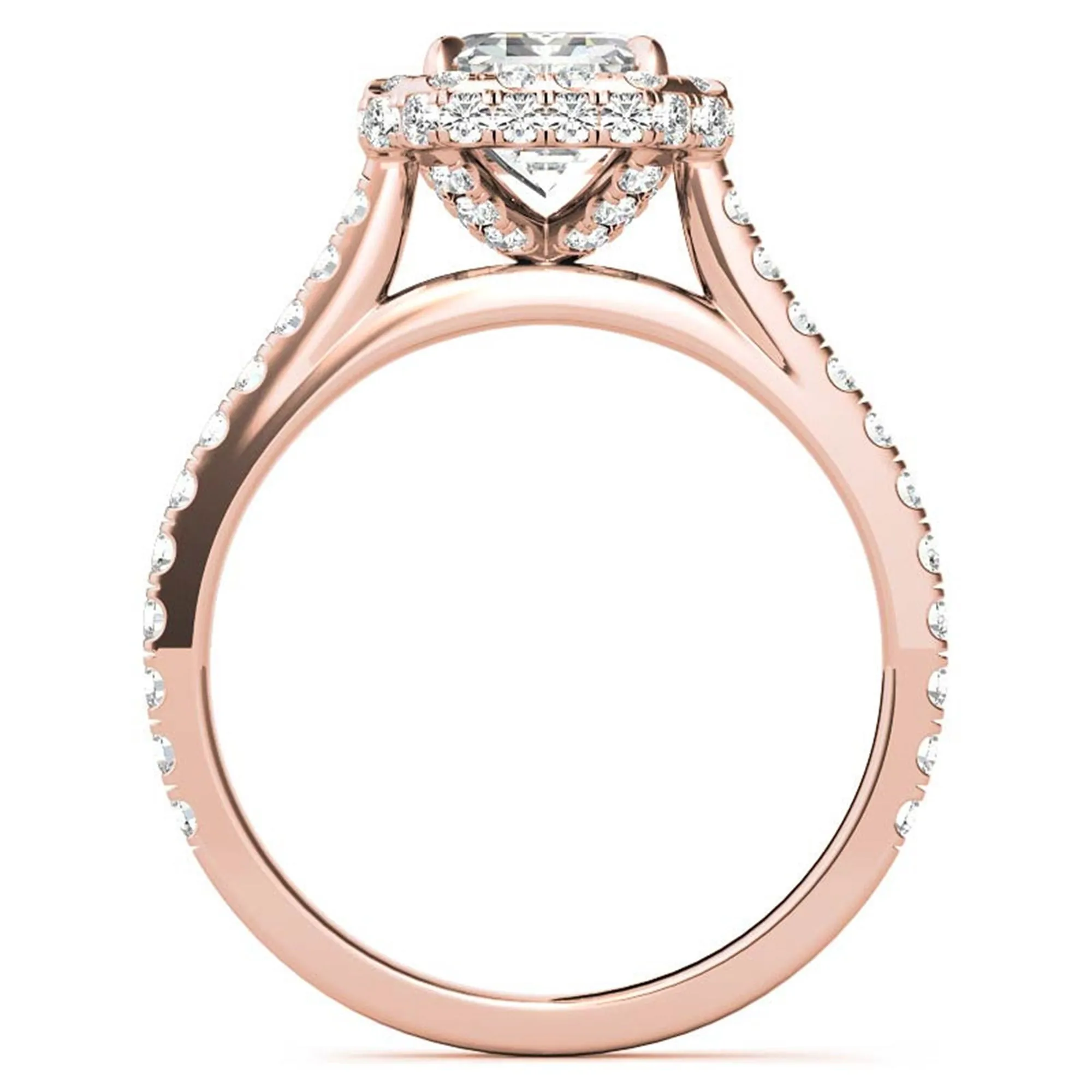Adjustable  Sterling Silver Engagement Rose Gold Emerald-Cut Ring For Woman