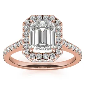 Adjustable  Sterling Silver Engagement Rose Gold Emerald-Cut Ring For Woman