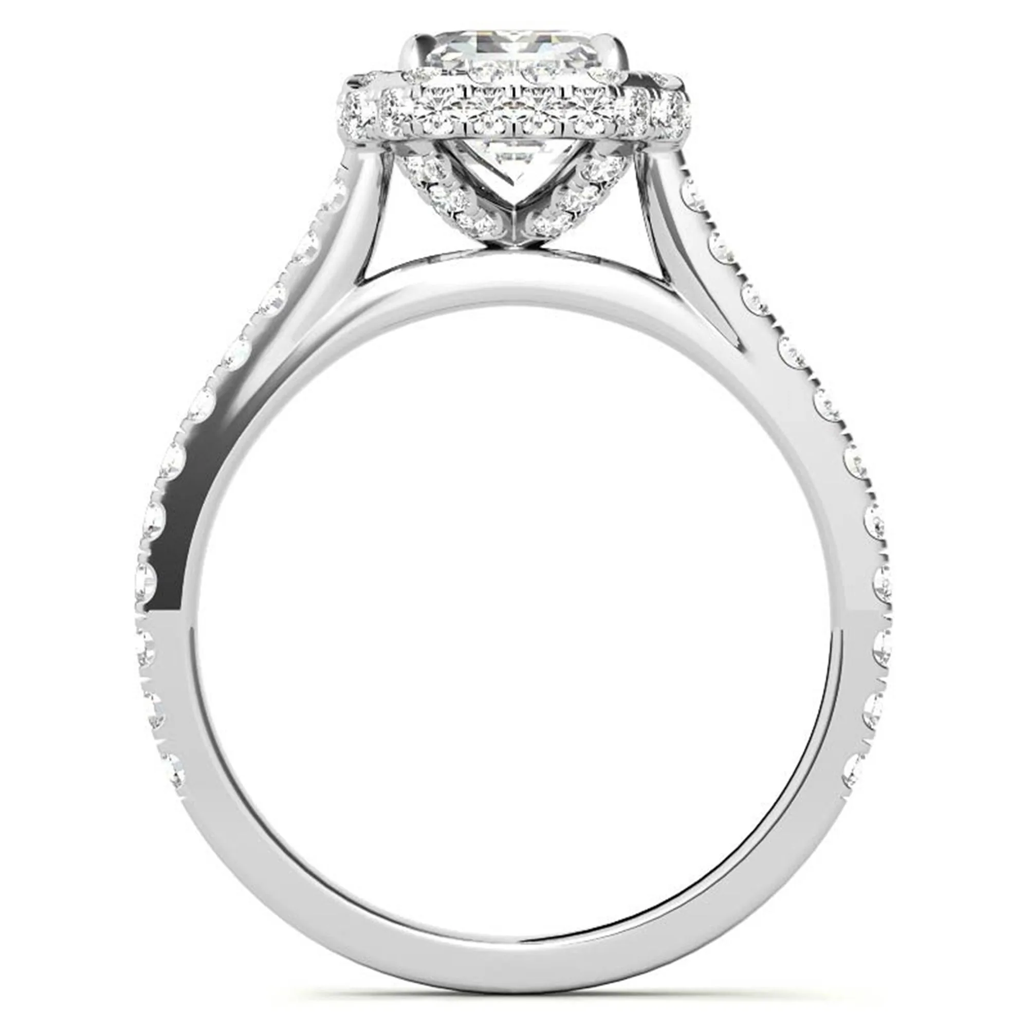 Adjustable  Sterling Silver Engagement White Gold Emerald-Cut Ring For Woman