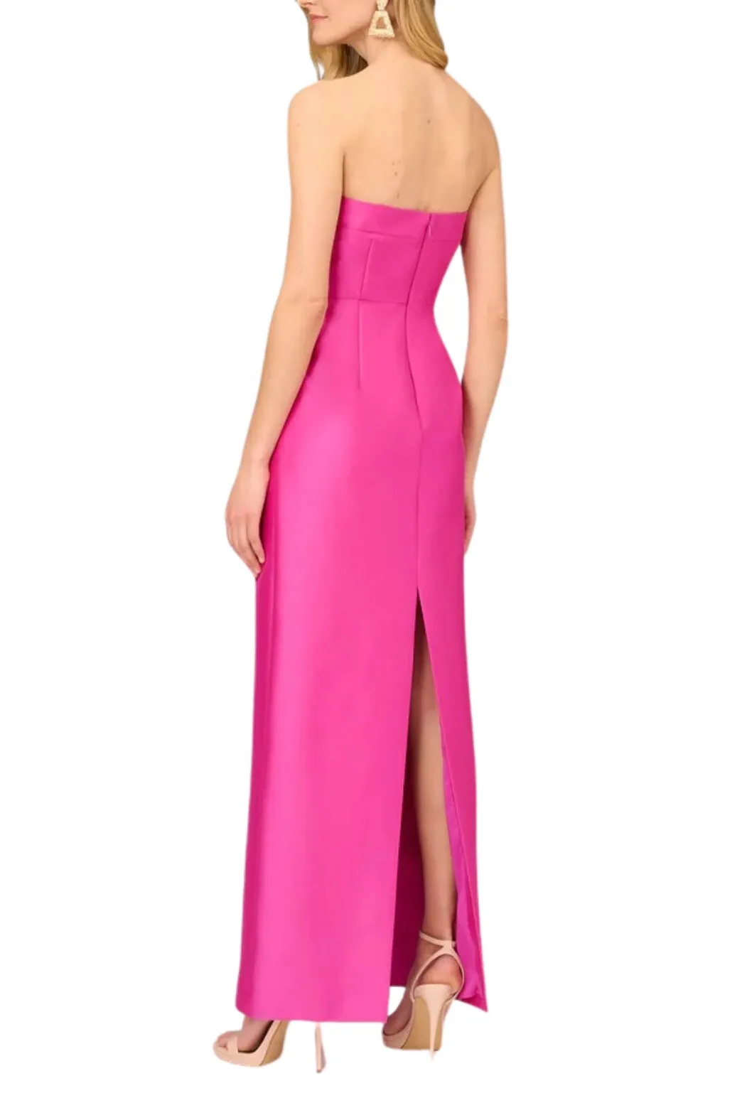 Aidan Mattox Strapless Mikado Gown with Pleated Bodice
