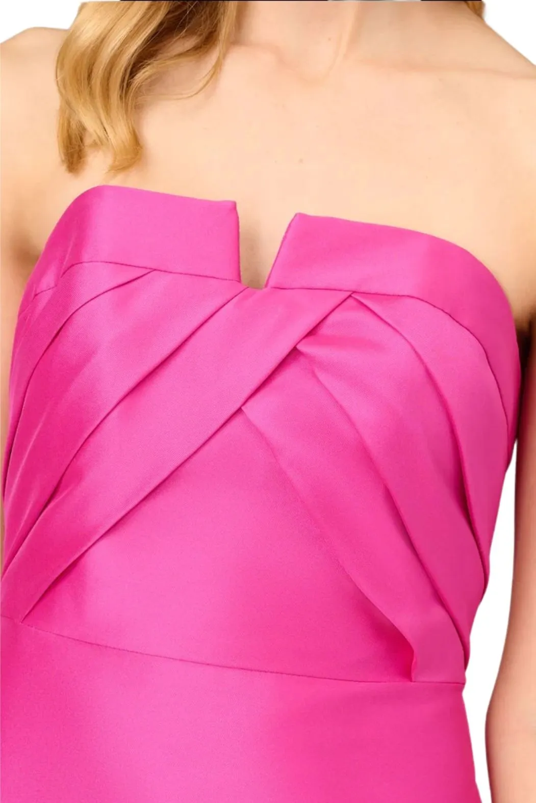 Aidan Mattox Strapless Mikado Gown with Pleated Bodice