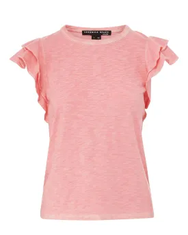 Akeela Flutter-Sleeve Tee in Peony