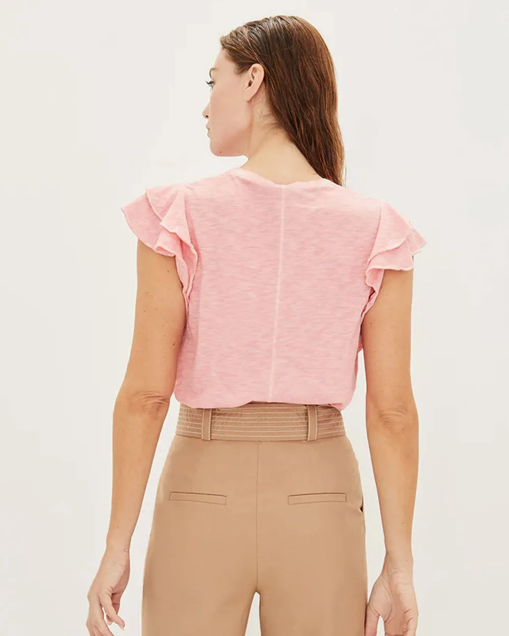 Akeela Flutter-Sleeve Tee in Peony