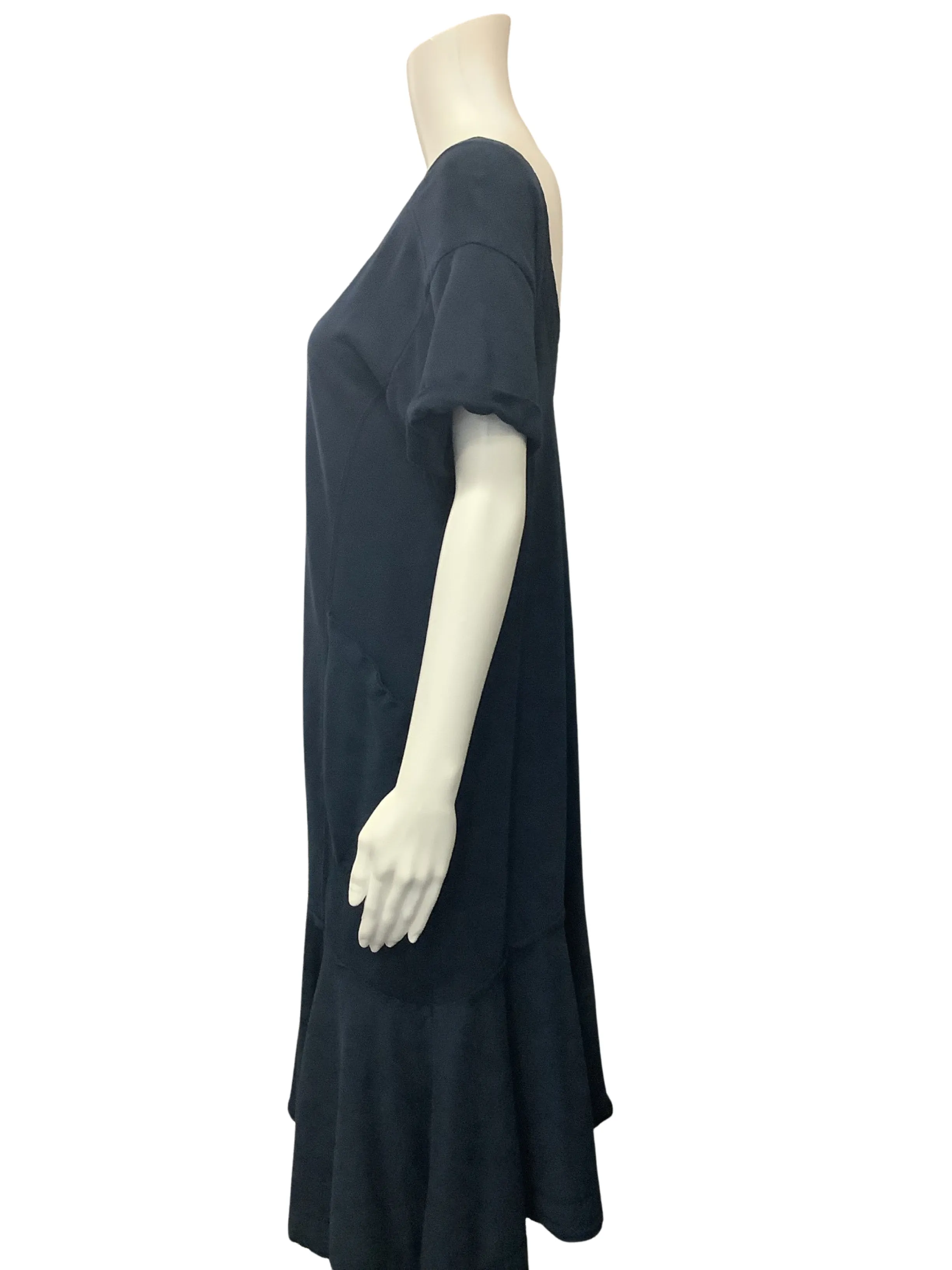 Anthropologie Holding Horses Joella Dress Navy Short Sleeve Midi Size: S