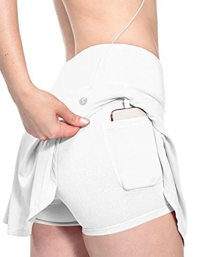 Baleaf Women's Athletic Skort Pleated Tennis Golf Skirt with Pockets White Size S