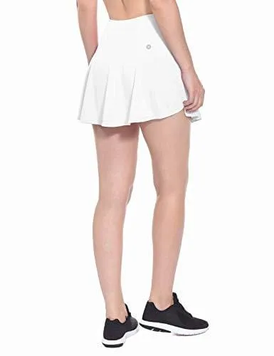 Baleaf Women's Athletic Skort Pleated Tennis Golf Skirt with Pockets White Size S