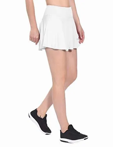Baleaf Women's Athletic Skort Pleated Tennis Golf Skirt with Pockets White Size S