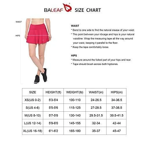 Baleaf Women's Athletic Skort Pleated Tennis Golf Skirt with Pockets White Size S