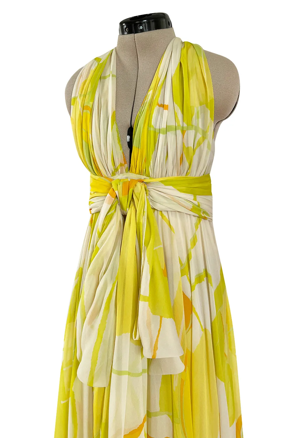 Beautiful 1973 Christian Dior by Marc Bohan Printed Silk Chiffon Dress