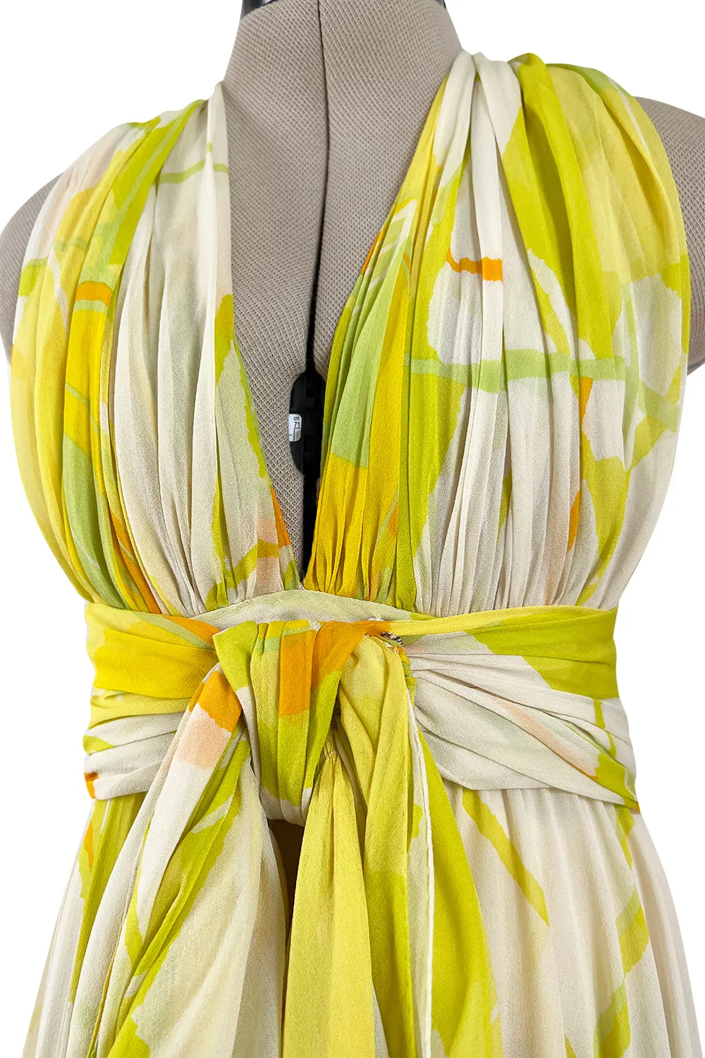 Beautiful 1973 Christian Dior by Marc Bohan Printed Silk Chiffon Dress
