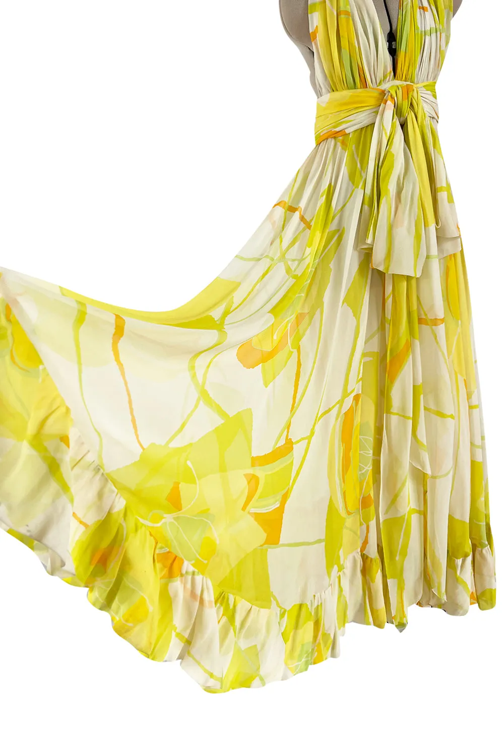 Beautiful 1973 Christian Dior by Marc Bohan Printed Silk Chiffon Dress