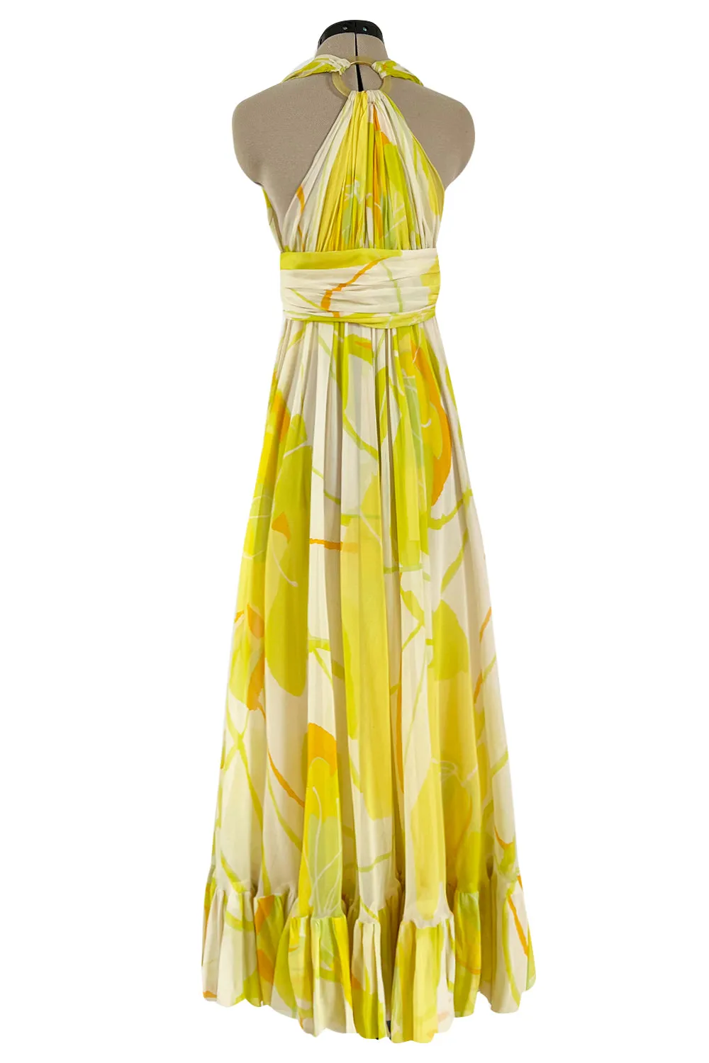Beautiful 1973 Christian Dior by Marc Bohan Printed Silk Chiffon Dress