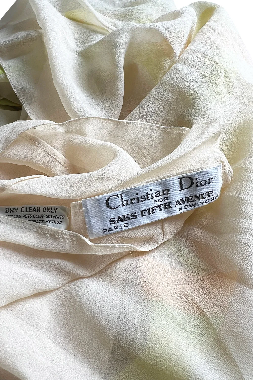 Beautiful 1973 Christian Dior by Marc Bohan Printed Silk Chiffon Dress