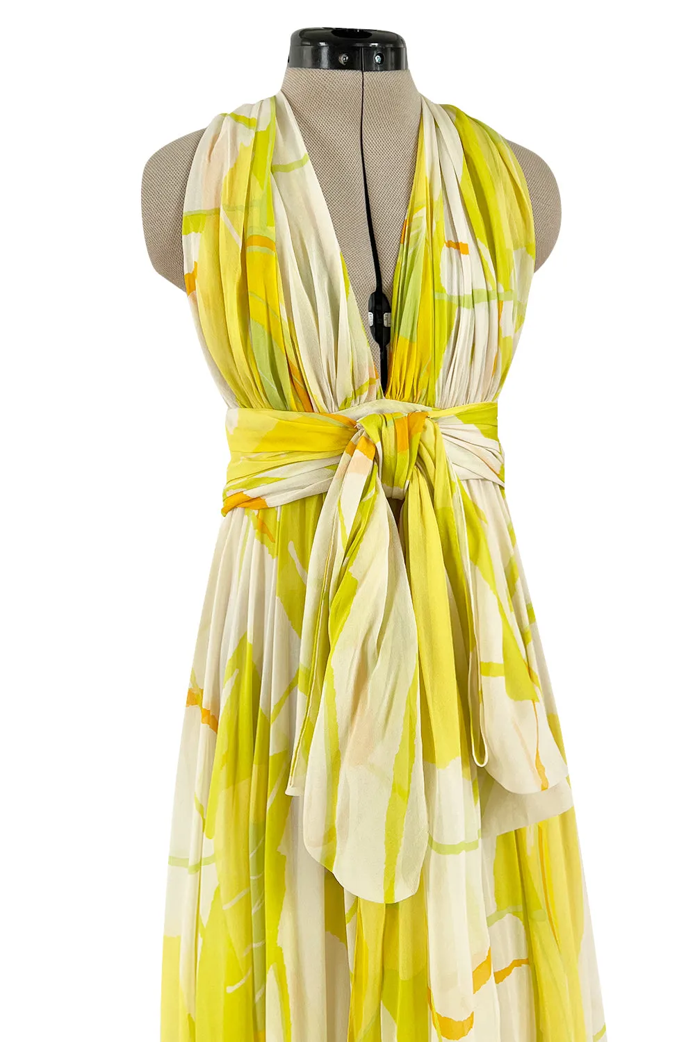 Beautiful 1973 Christian Dior by Marc Bohan Printed Silk Chiffon Dress