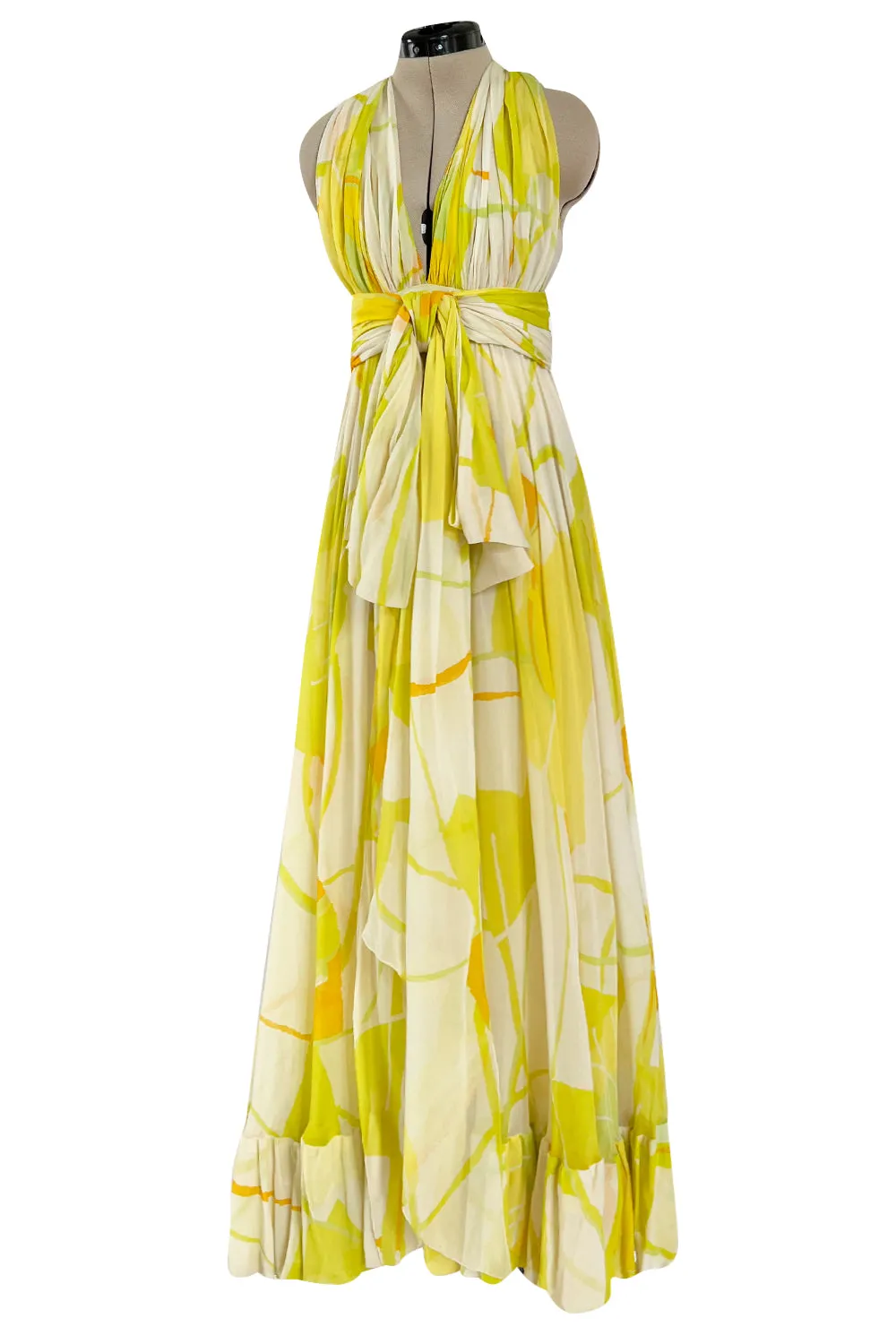 Beautiful 1973 Christian Dior by Marc Bohan Printed Silk Chiffon Dress