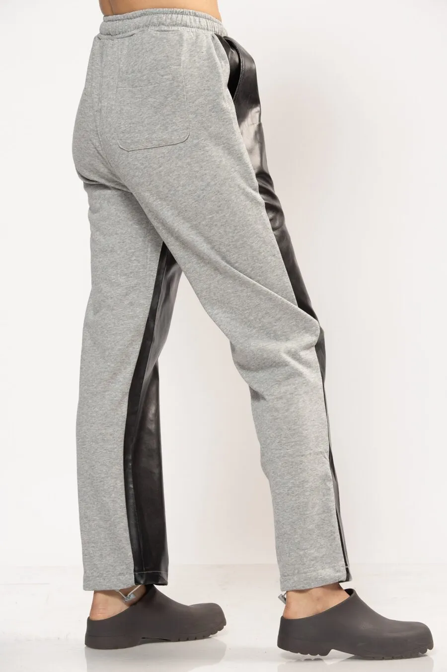Black and grey faux leather sweatpants | BALA PANTS