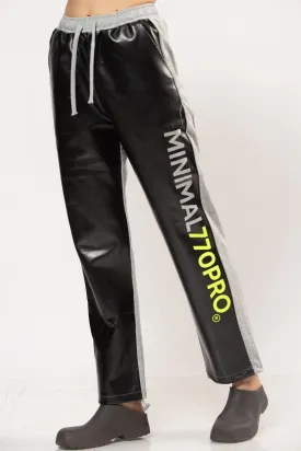 Black and grey faux leather sweatpants | BALA PANTS