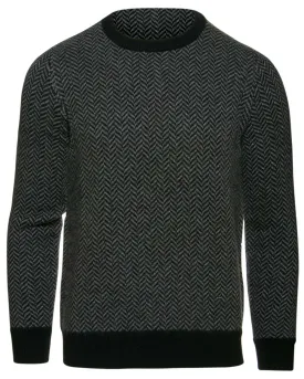 Black Flannel Print Cashmere Sweater