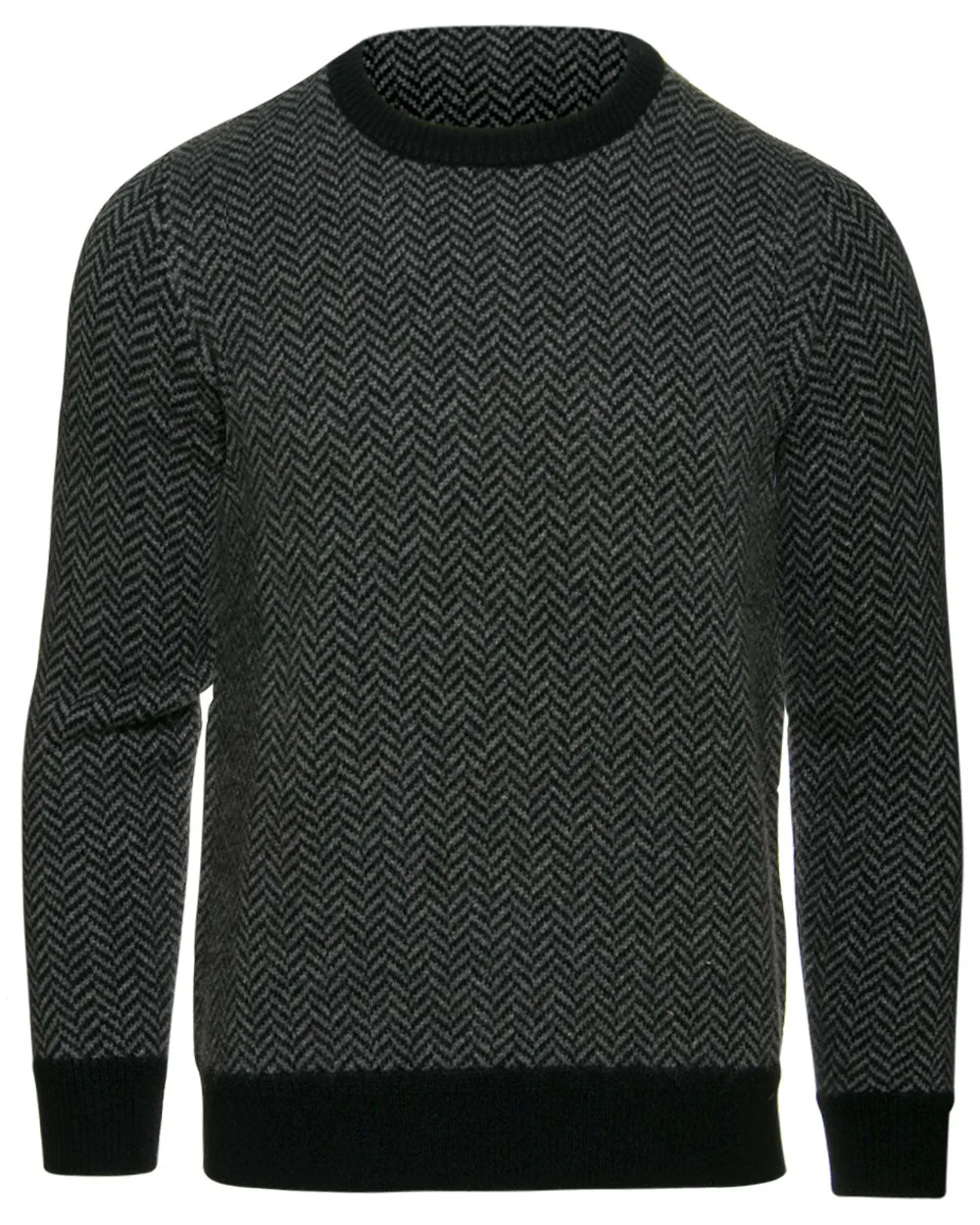 Black Flannel Print Cashmere Sweater