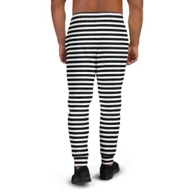 Black White Minimalist Men's Joggers, Modern Simple Minimalist Sweatpants For Men-Made in EU/MX
