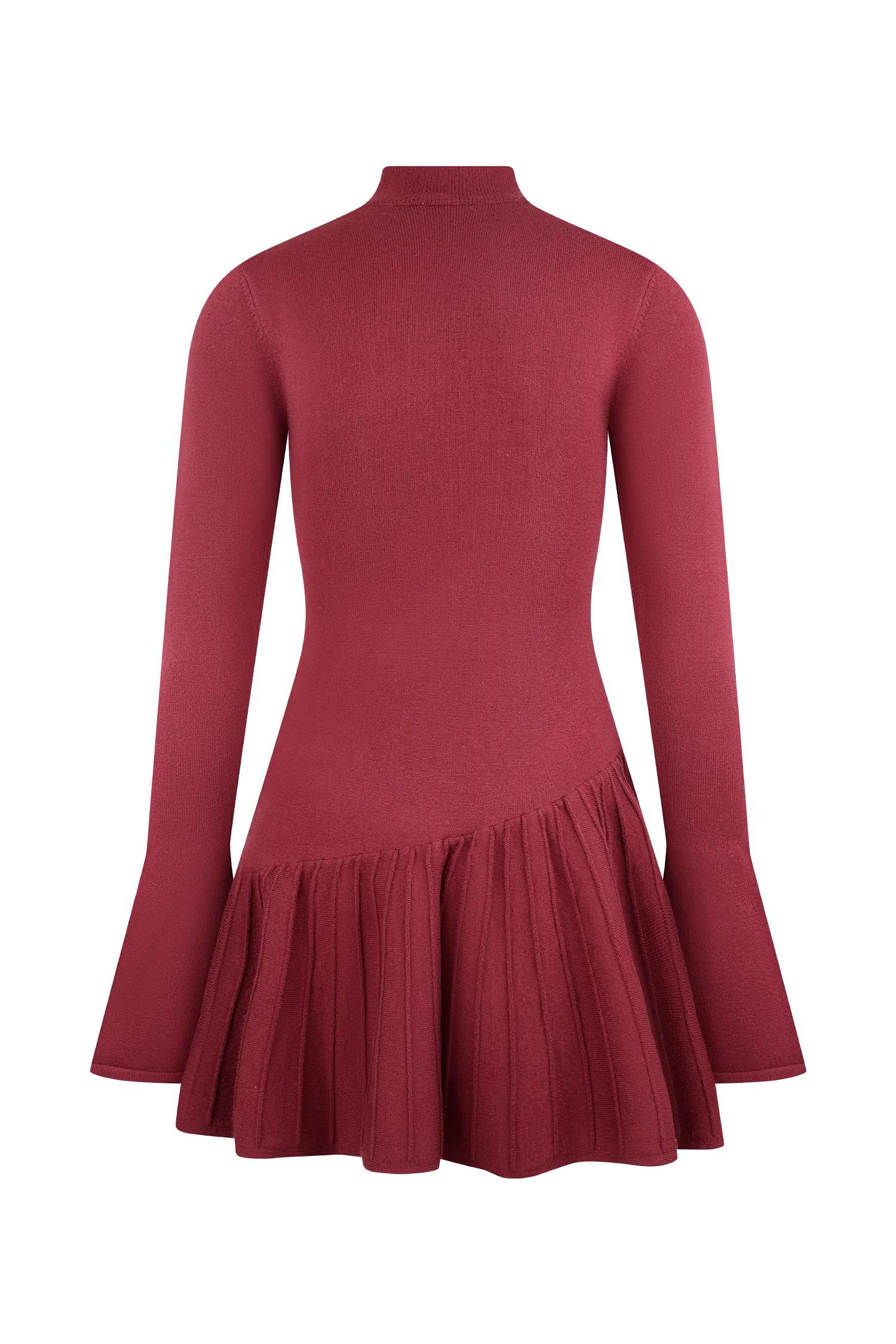 Blair Knit Mini Dress With Pleats - Merlot