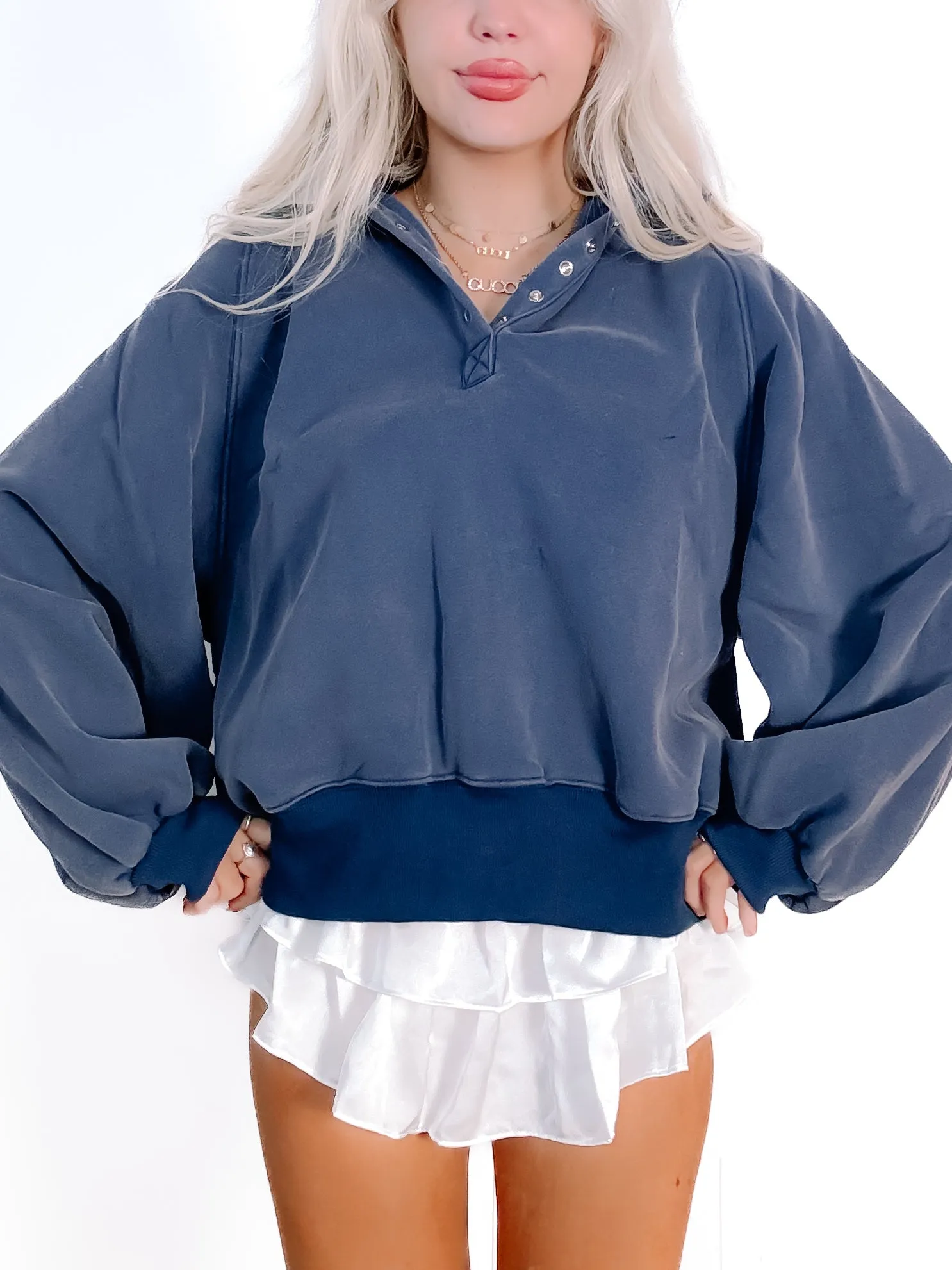 Brynn Pullover Top | Navy Blue