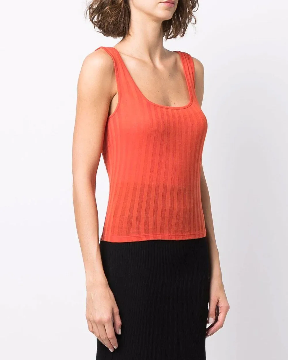 Burnt Orchid Ribbed Square Neck Tank