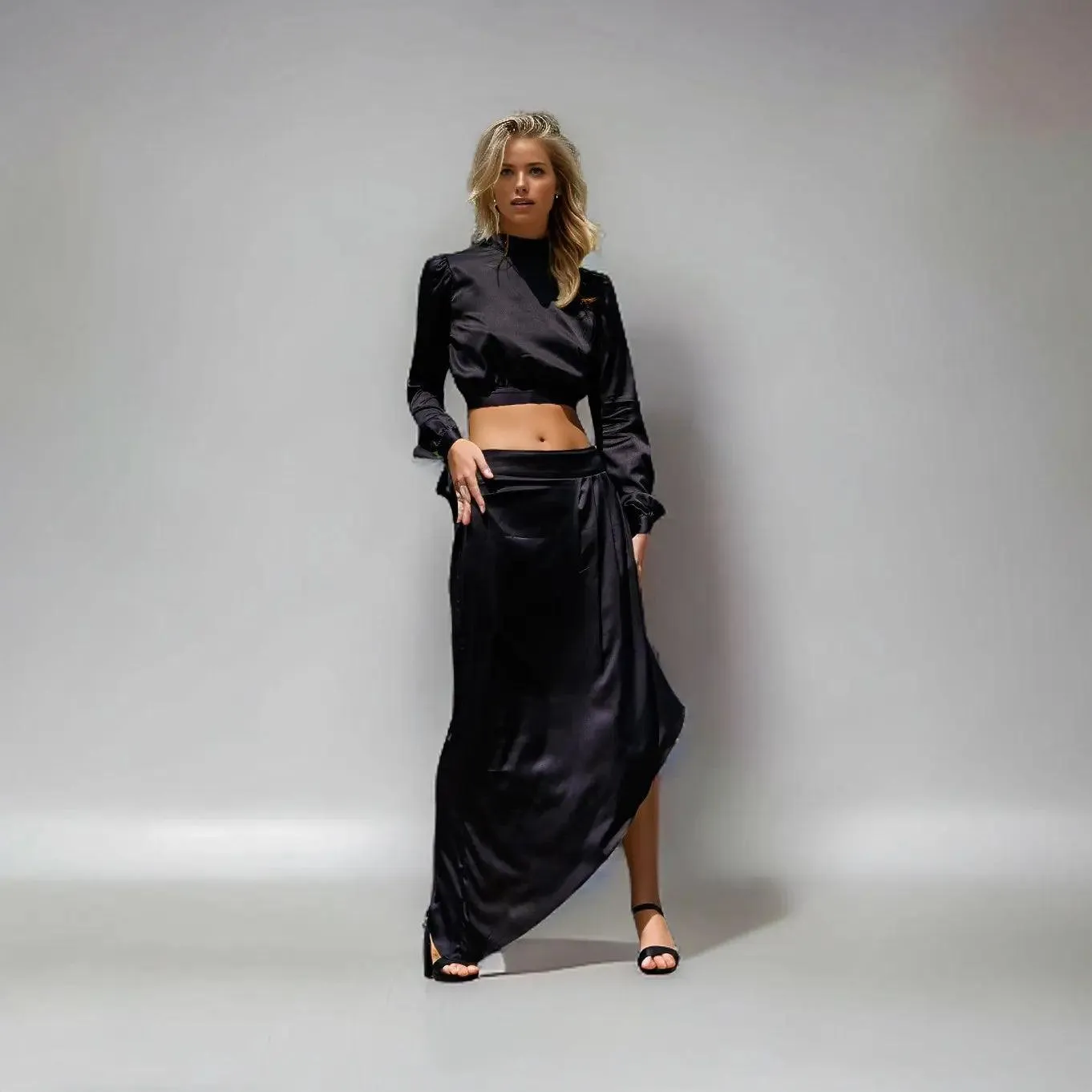 Cascade Silk Pleated Skirt (Copper)