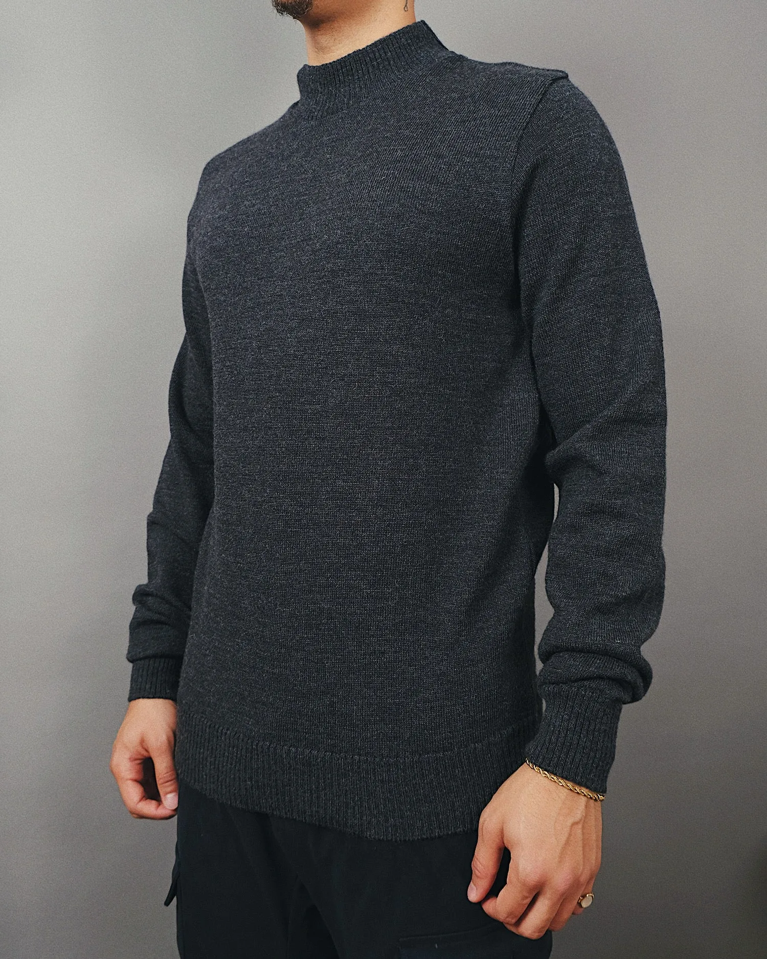 Charcoal Mockneck Pullover Sweater