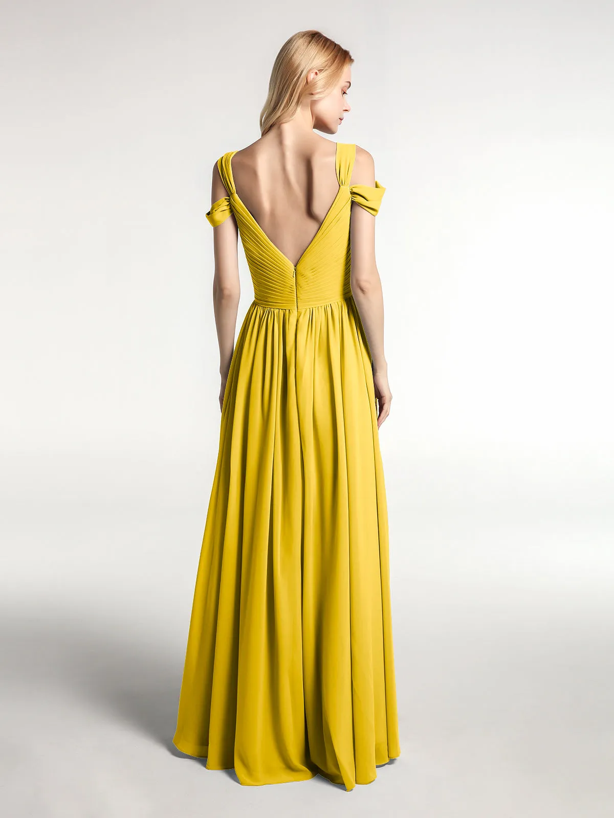 Cold Shoulder Empire Waist Max Dress with Slit Marigold Plus Size