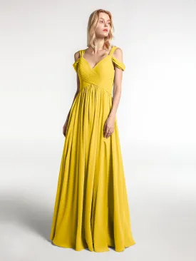 Cold Shoulder Empire Waist Max Dress with Slit Marigold Plus Size