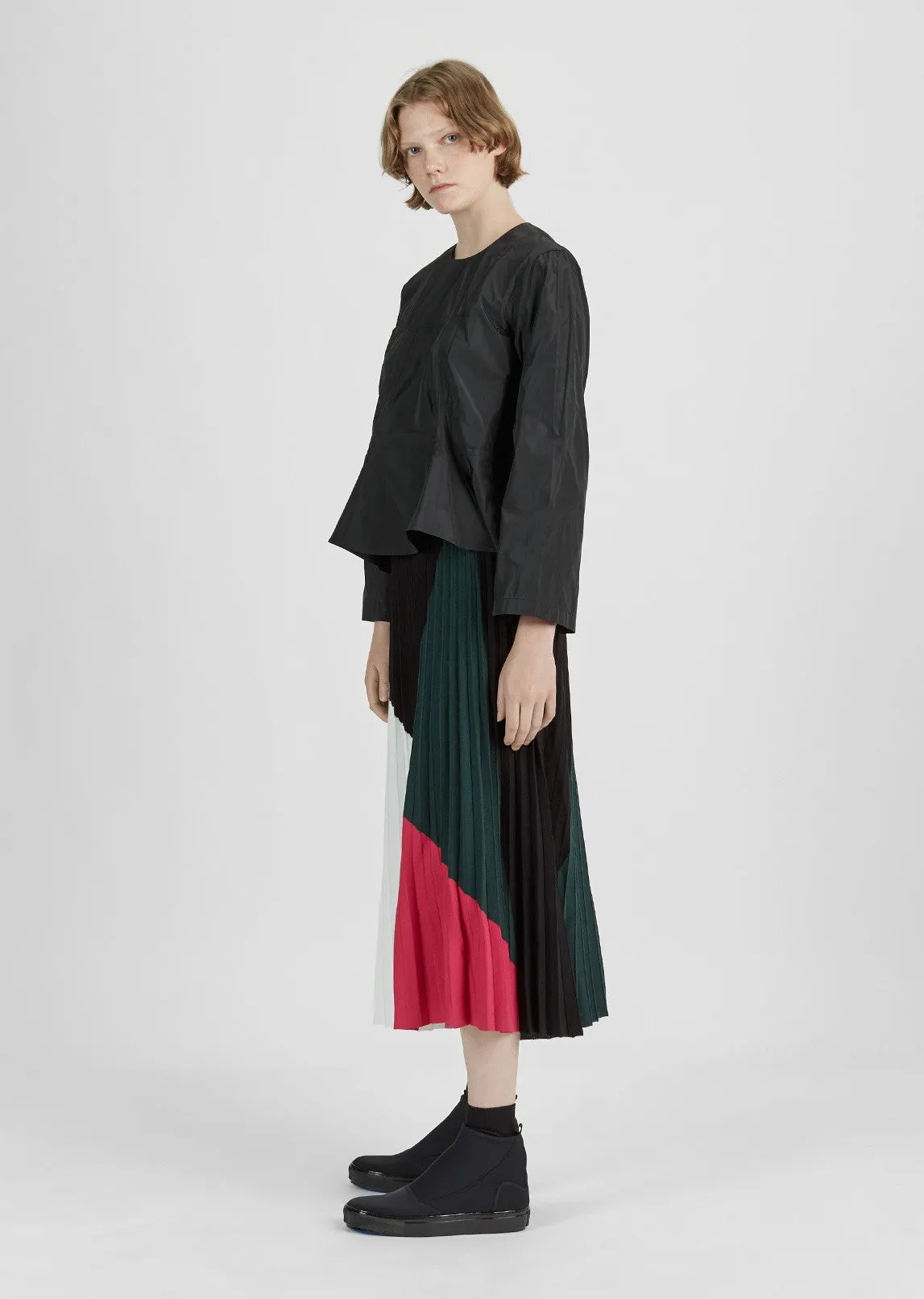 Colorblocked Pleated Skirt