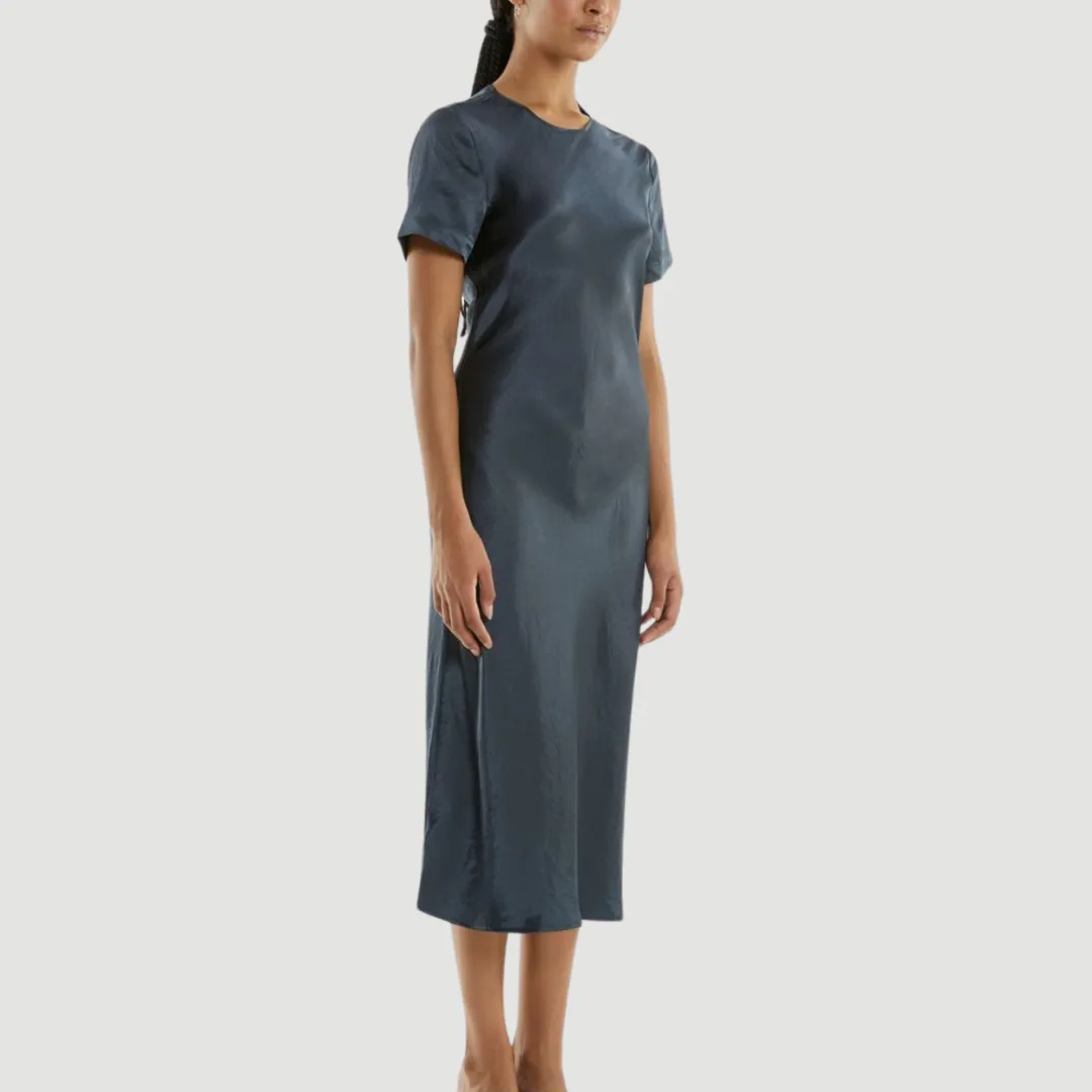 Crush Bias Tee Midi Dress - Gun Metal