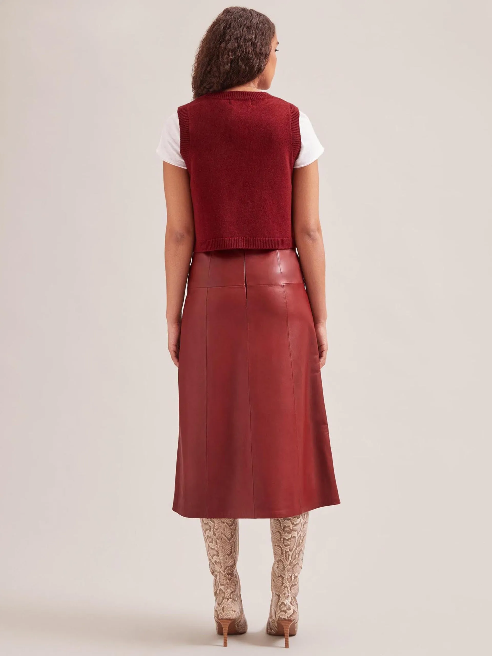 Dark red Wesley cashmere blend v neck waistcoat