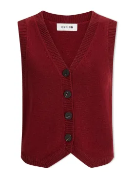 Dark red Wesley cashmere blend v neck waistcoat