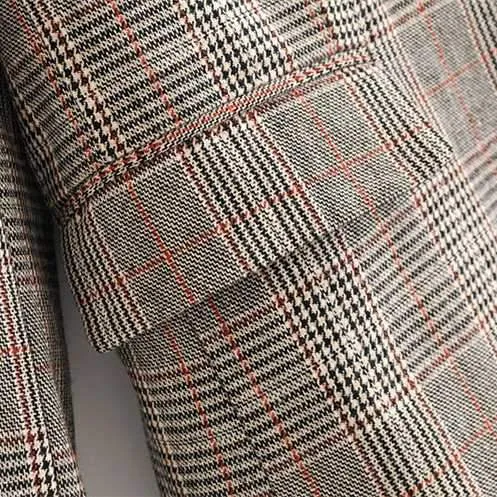 Designer One Button Tartan Plaid Womens Checked Blazer Jacket