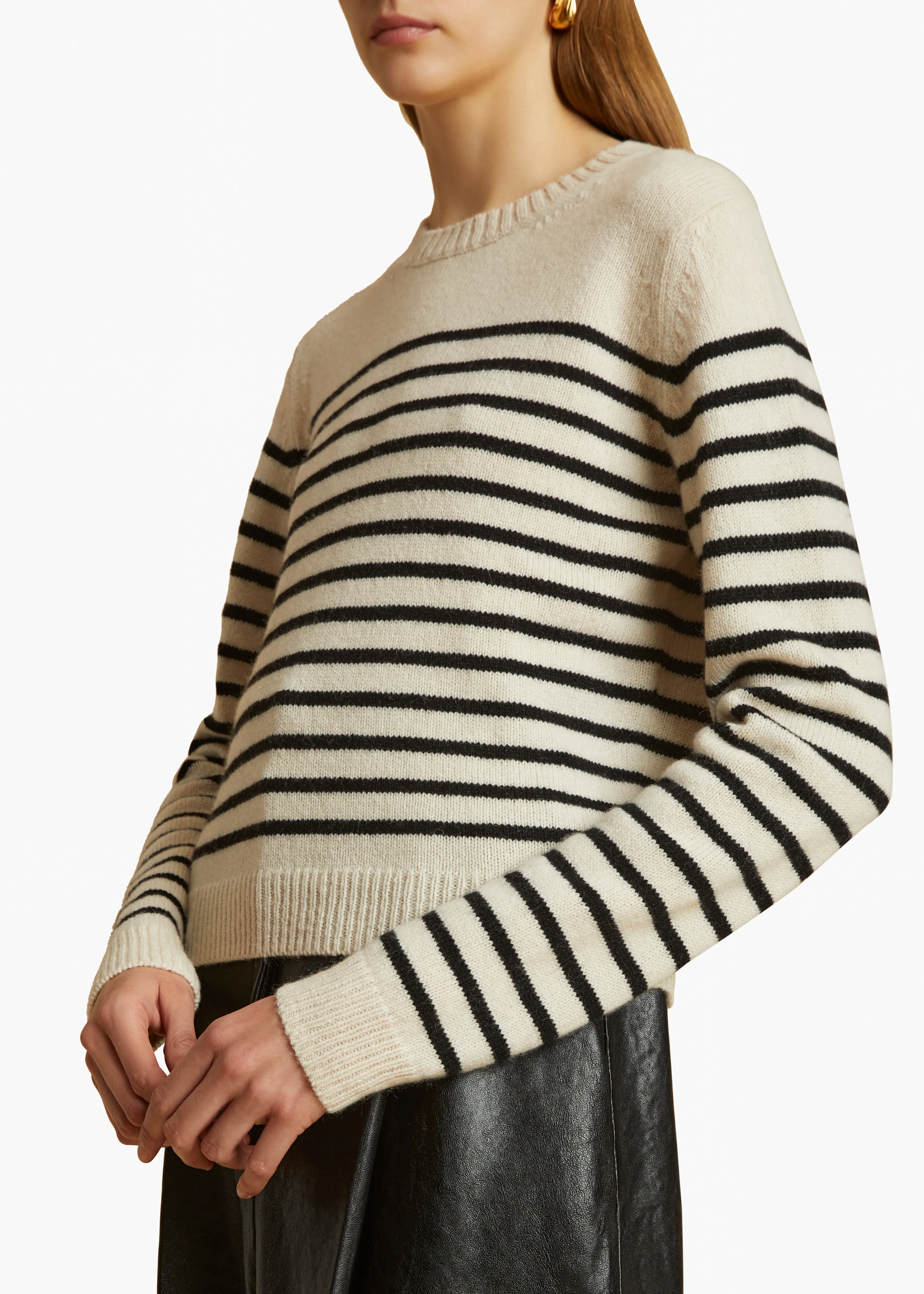 Diletta Sweater in Magnolia and Black Stripe