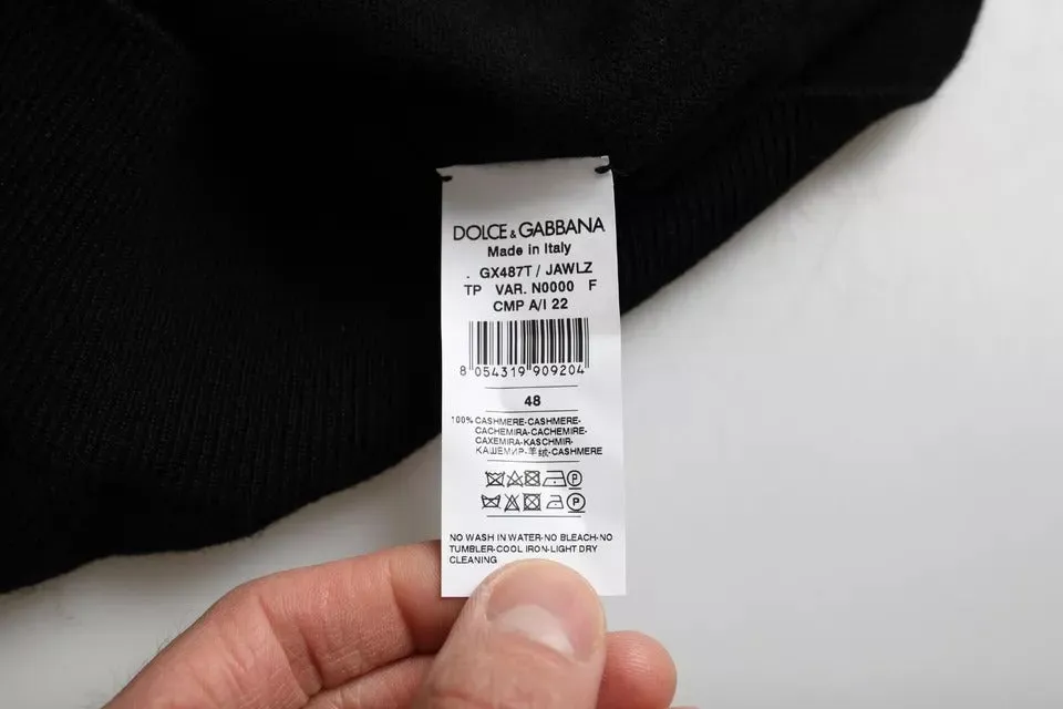 Dolce & Gabbana Black Cashmere Crew Neck Pullover Sweater