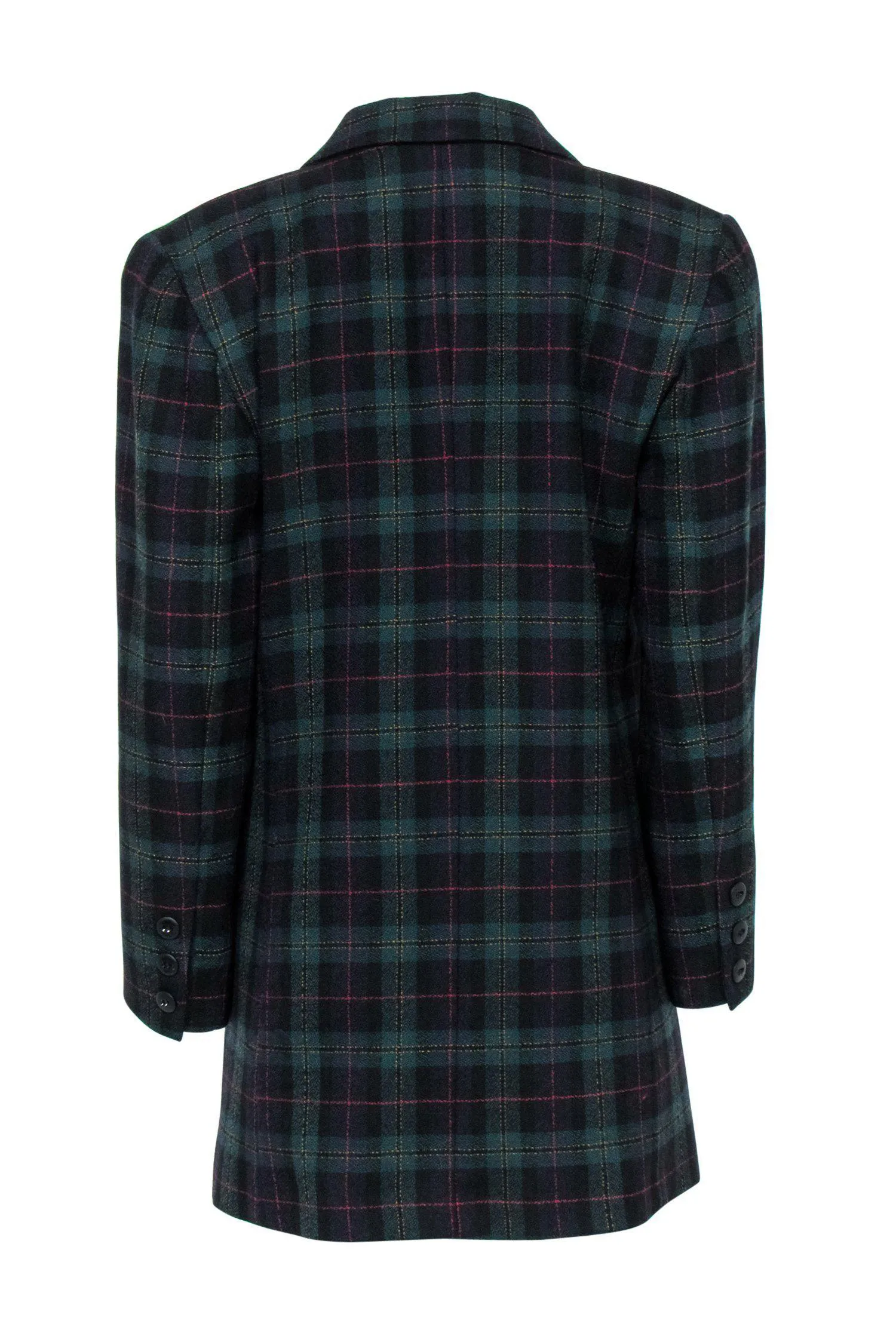Doncaster - Dark Teal & Navy Plaid Buttoned Longline Blazer Sz 10