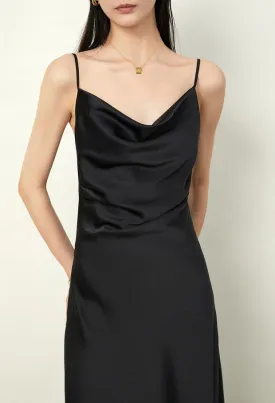 Drape Cami Slip Dress in Black